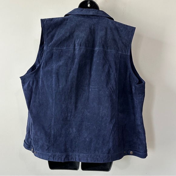 NWOT Navy Blue Genuine Soft Leather Vest With Pockets Size 2X - Picture 8 of 10